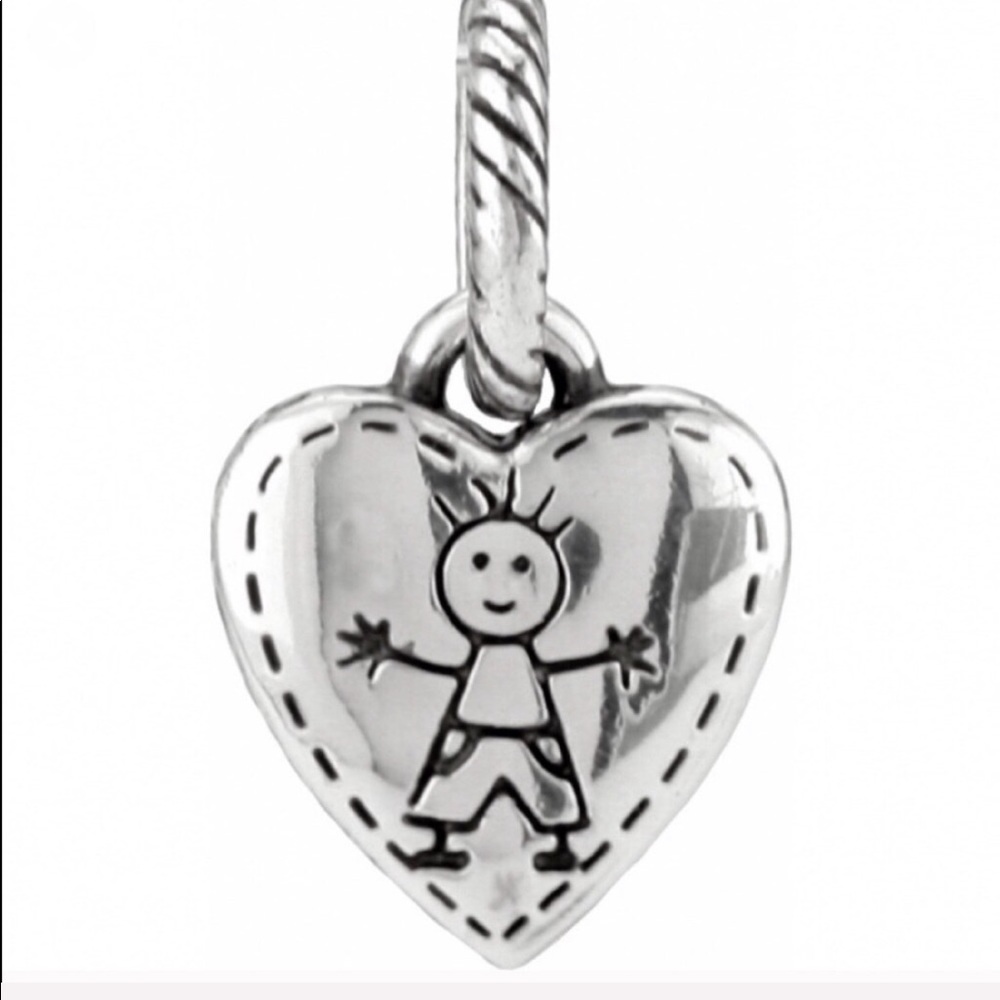 🆕 Brighton Happy Boy silver heart charm Stick figure both sides Retired NWOT - Picture 4 of 6